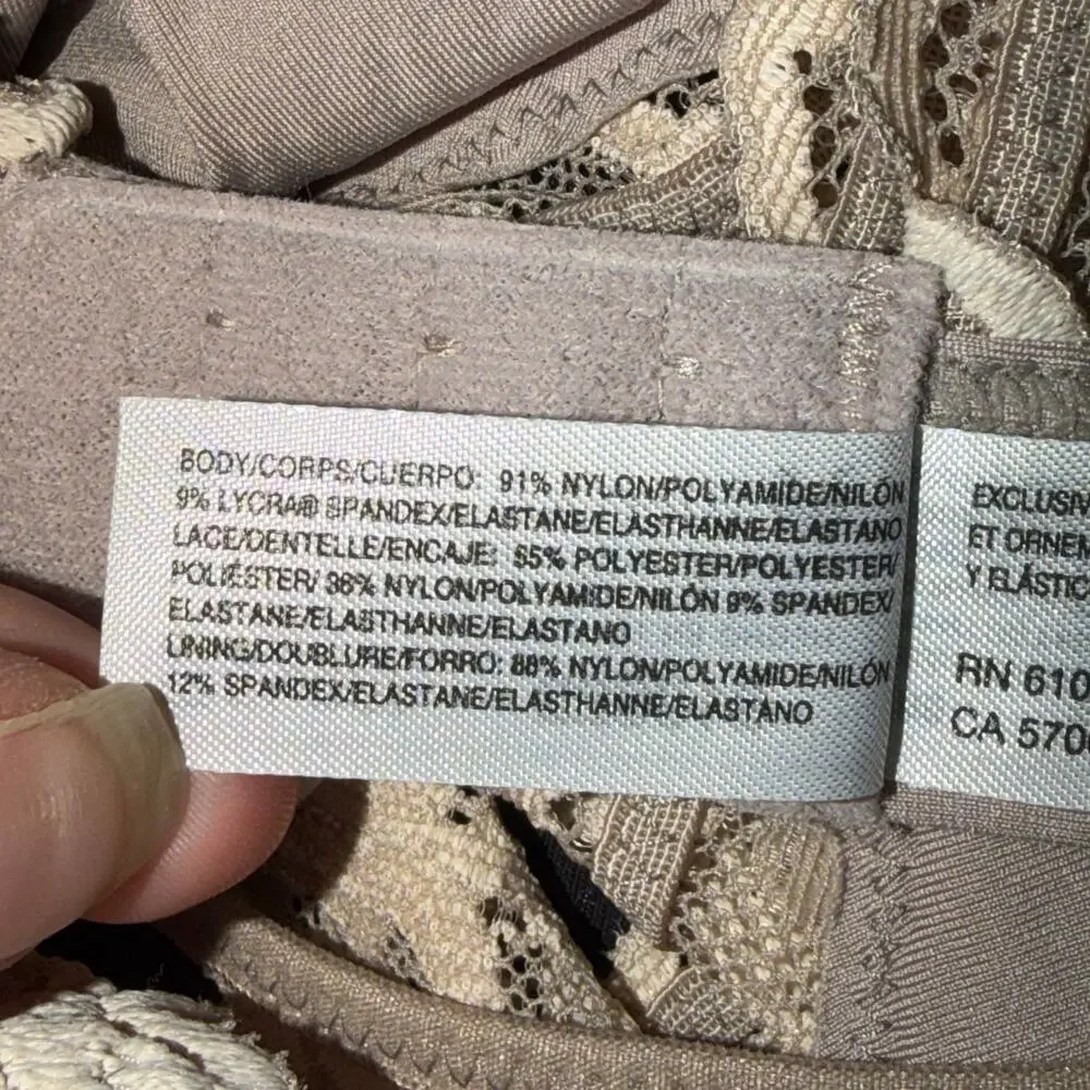 Wacoal Instant Icon Bralette Women's Size L Cafe Au Lait Brown Lace Overlay